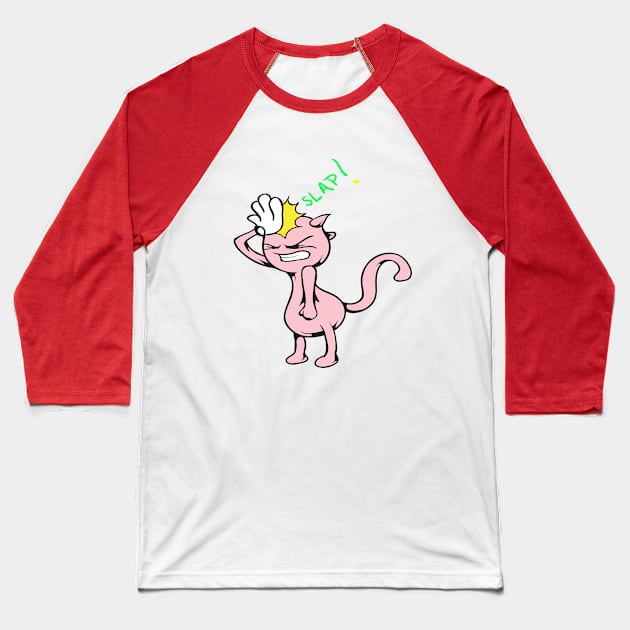 funny cat slap Baseball T-Shirt by key_ro